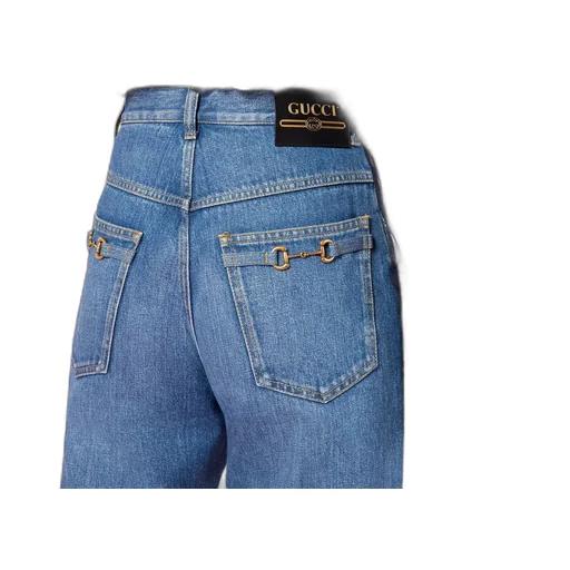 80s fit denim trousers with Horsebit
