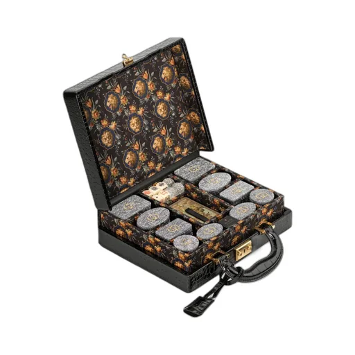 Decorative Poker set with crocodile case