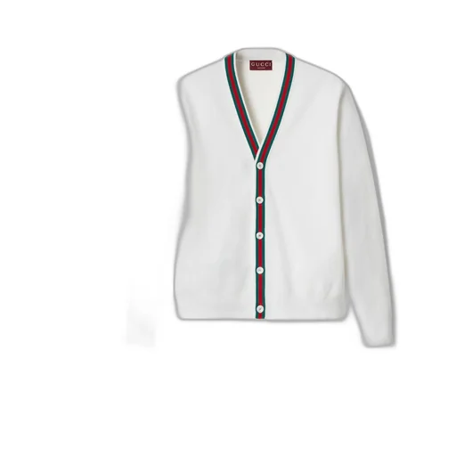 Cotton knit cardigan with Web