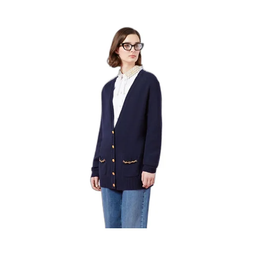 Cashmere cardigan with chain detail