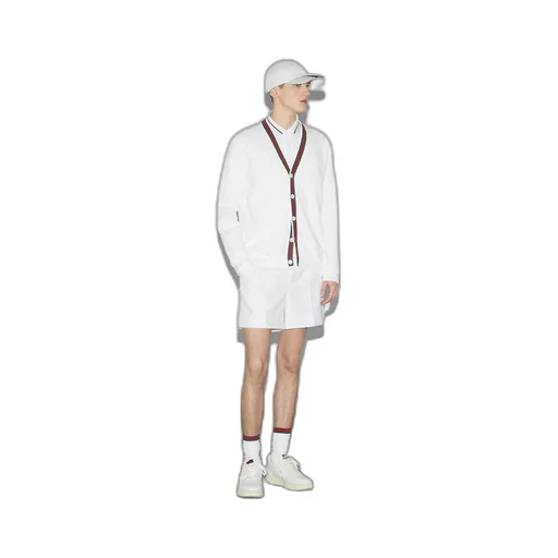 Cotton knit cardigan with Web