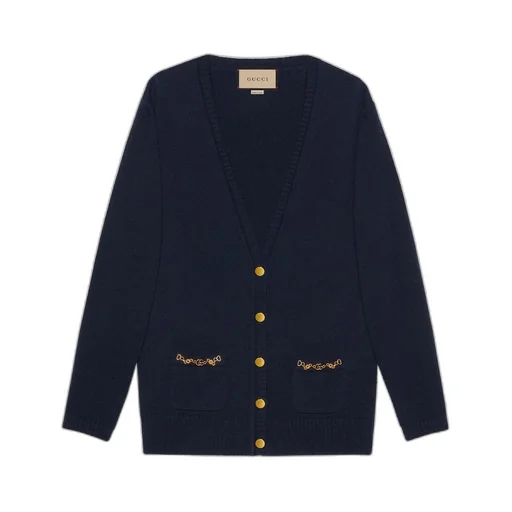Cashmere cardigan with chain detail