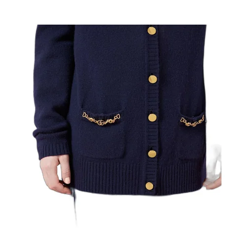Cashmere cardigan with chain detail