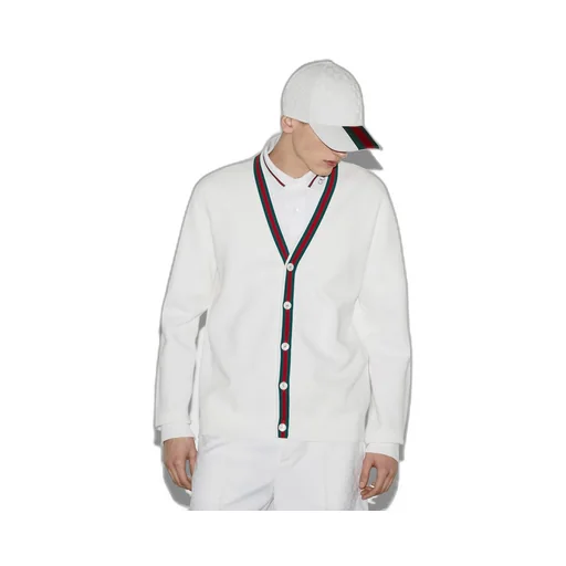 Cotton knit cardigan with Web