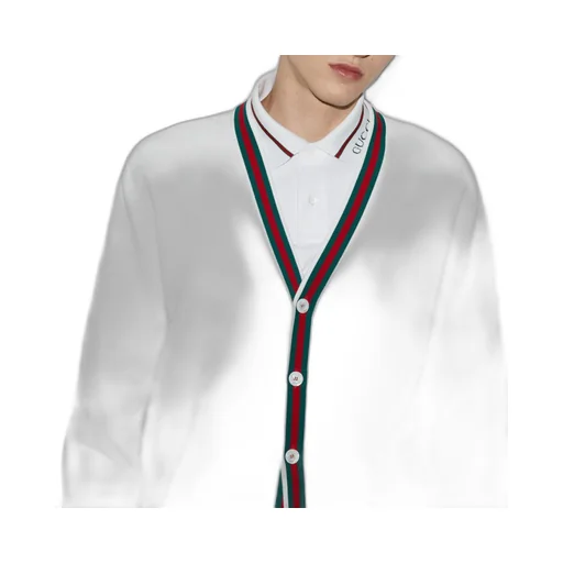 Cotton knit cardigan with Web