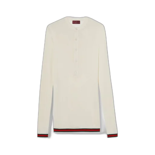 Rib silk long sleeved top