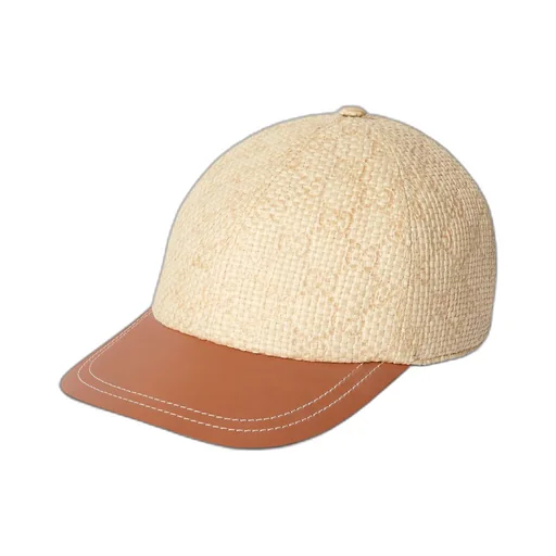 Baseball hat with leather brim