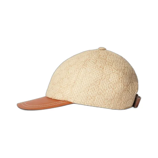 Baseball hat with leather brim