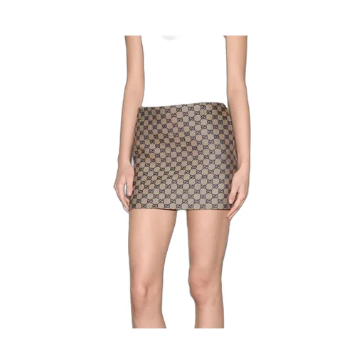 GG linen blend canvas skirt