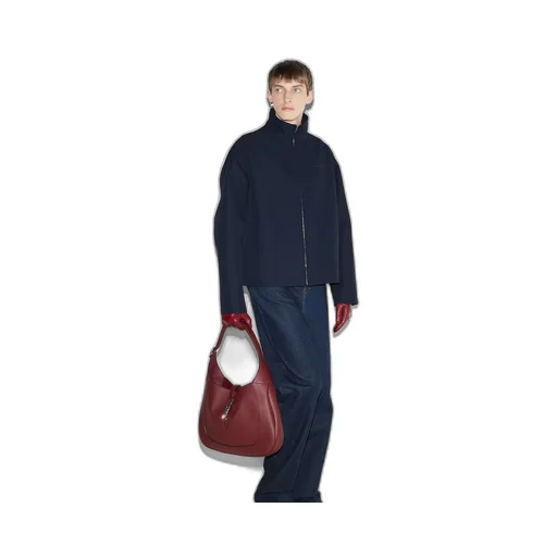 Wool acetate zip jacket with embroidery