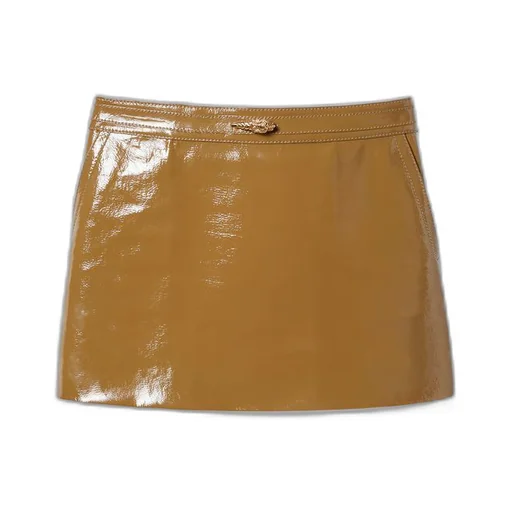 Shiny leather mini skirt