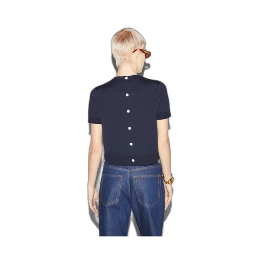 Wool top with Gucci intarsia