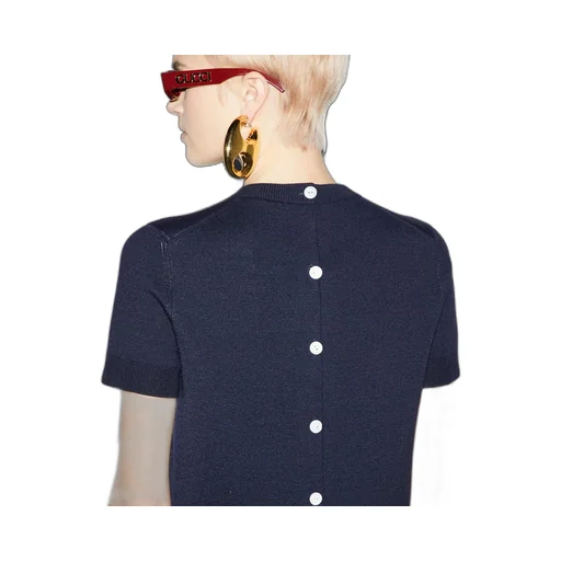 Wool top with Gucci intarsia