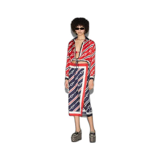 Horsebit print silk shirt