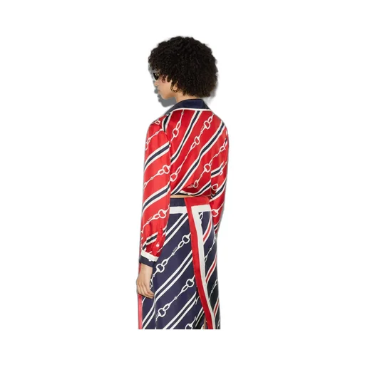 Horsebit print silk shirt