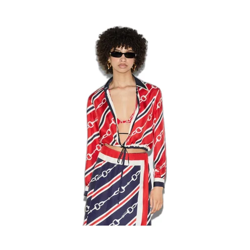 Horsebit print silk shirt