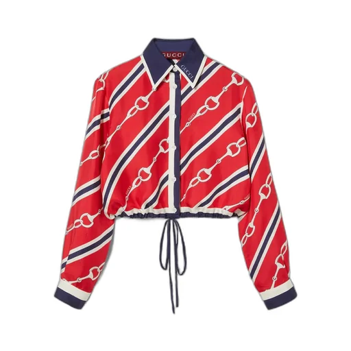 Horsebit print silk shirt