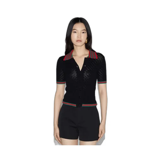 Cotton lace polo with Web