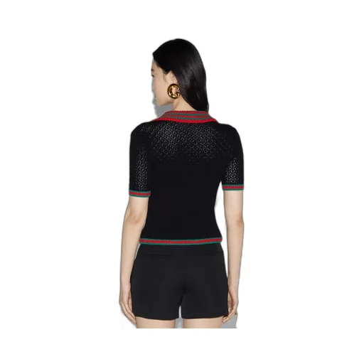 Cotton lace polo with Web