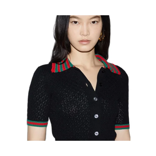 Cotton lace polo with Web