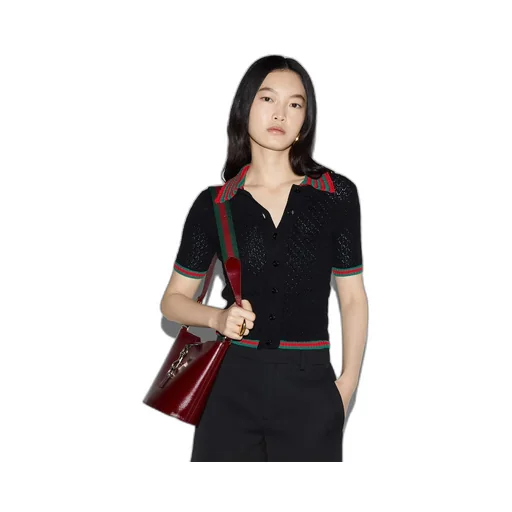 Cotton lace polo with Web