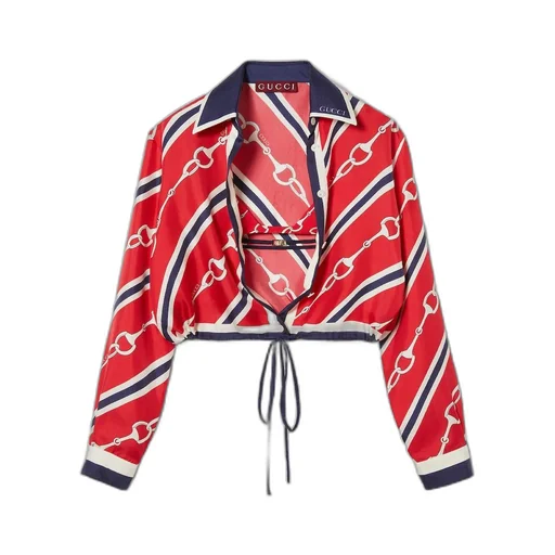Horsebit print silk shirt