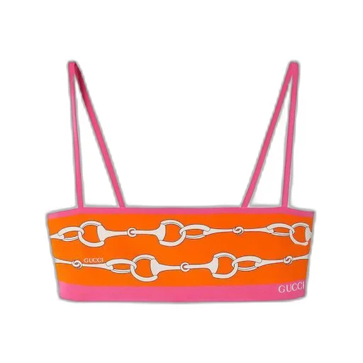 Gucci Horsebit stripe print silk crop top