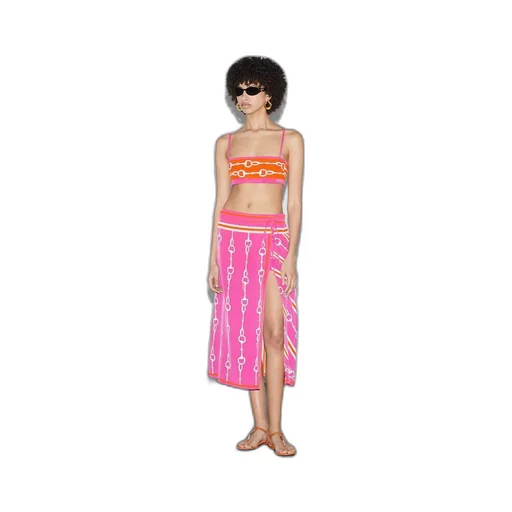 Gucci Horsebit stripe print silk crop top