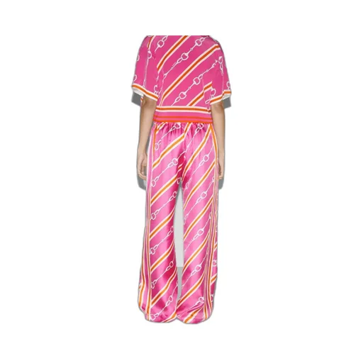 Gucci Horsebit stripe print silk pant