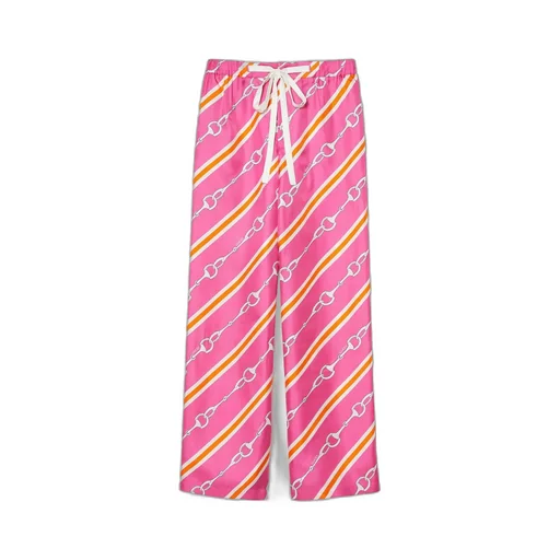 Gucci Horsebit stripe print silk pant
