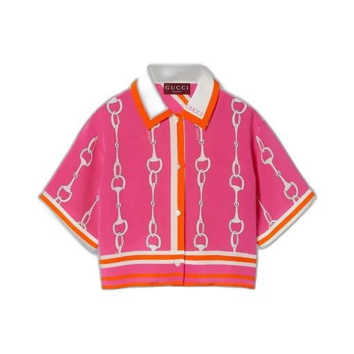 Gucci Horsebit stripe print silk shirt