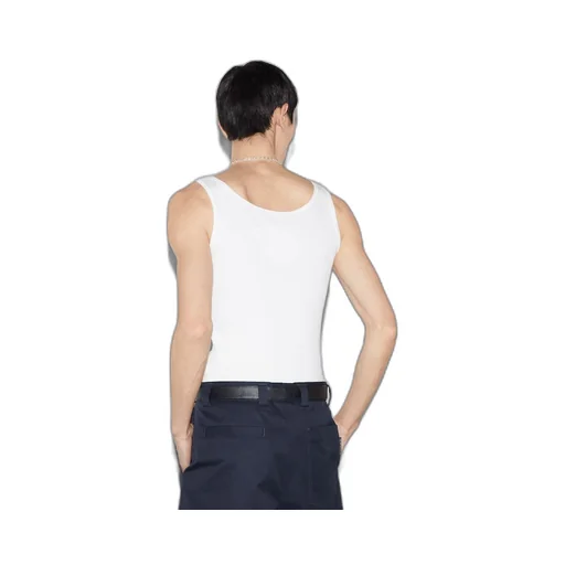 Rib cotton tank top with Gucci print