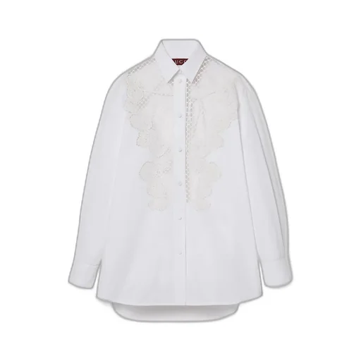Cotton poplin shirt with embroidery