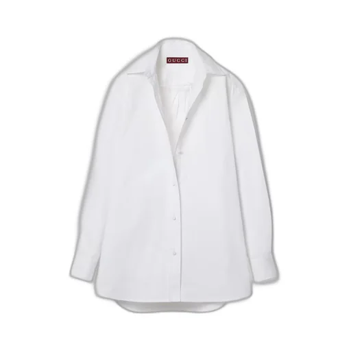Cotton poplin shirt with ribbon tie