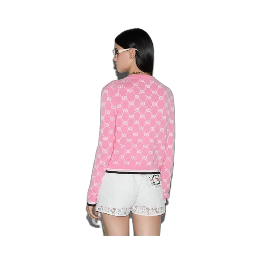 Cotton cardigan with GG intarsia
