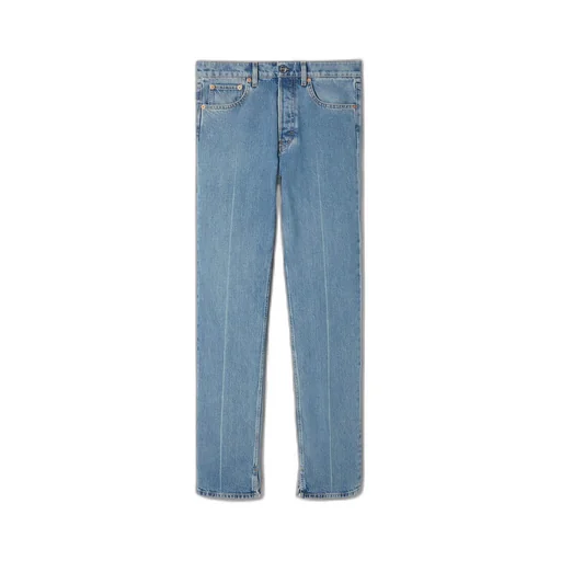 Straight leg denim pant with label