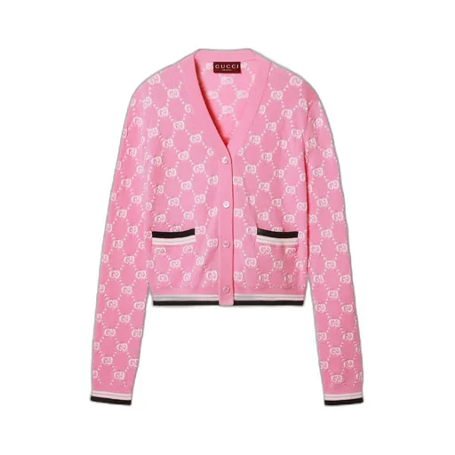 Cotton cardigan with GG intarsia
