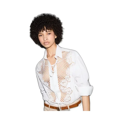 Cotton poplin shirt with embroidery
