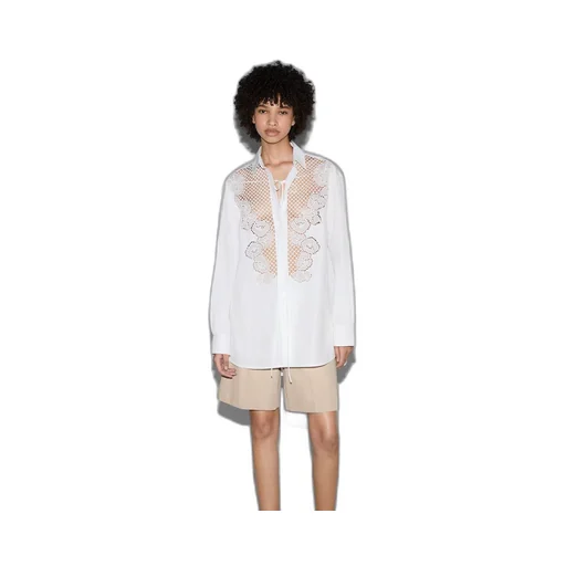 Cotton poplin shirt with embroidery