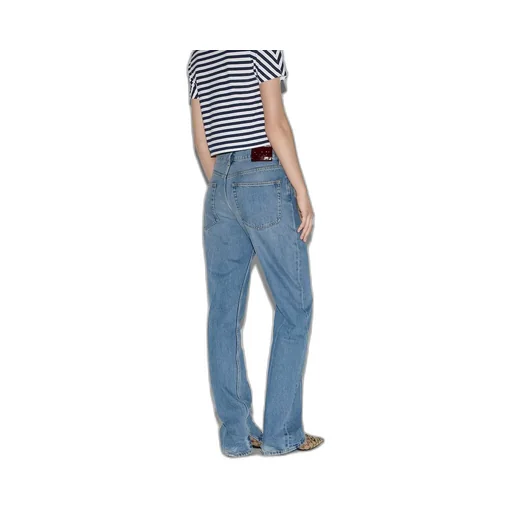Straight leg denim pant with label