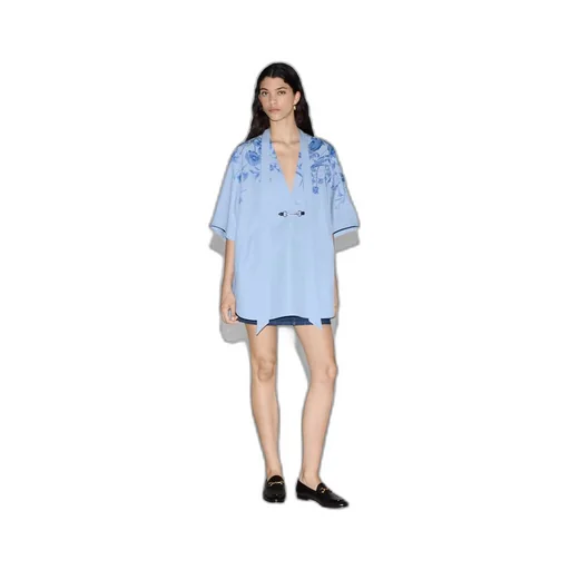 Cotton poplin dress with Horsebit