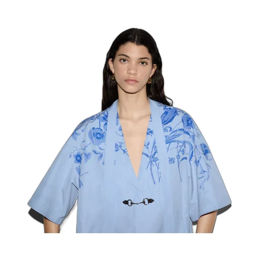 Cotton poplin dress with Horsebit
