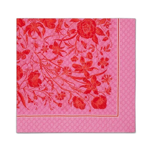 GG floral print silk cotton shawl