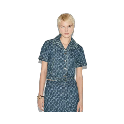 GG denim jacquard top