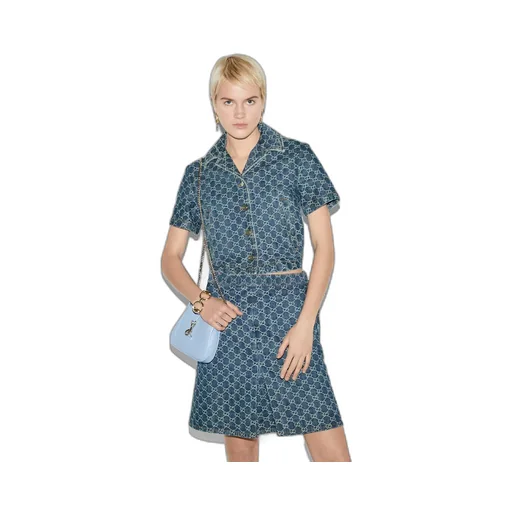 GG denim jacquard top