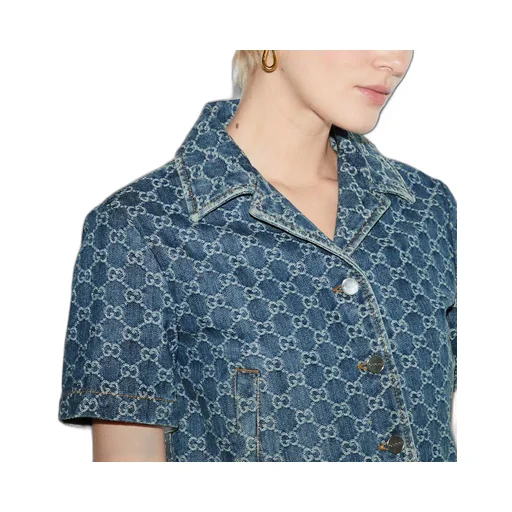 GG denim jacquard top