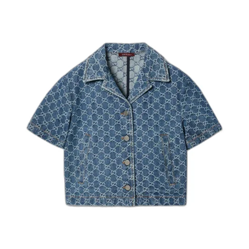 GG denim jacquard top