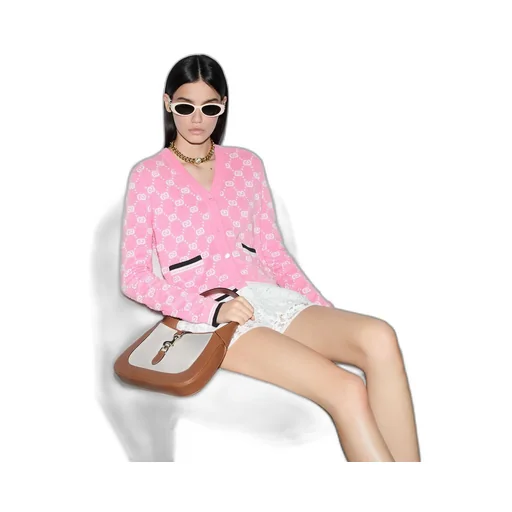 Cotton cardigan with GG intarsia