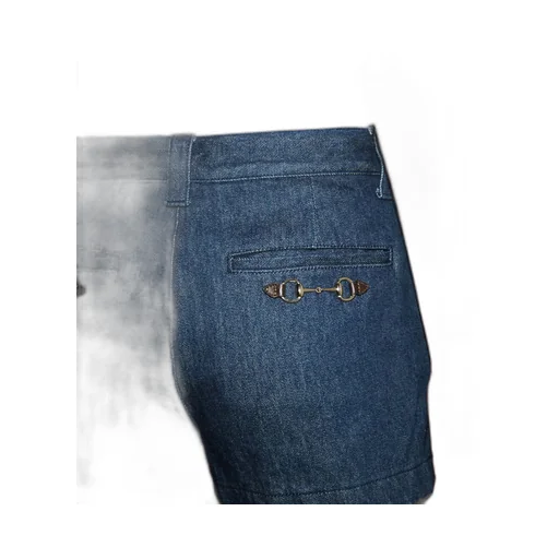 Low waist denim shorts with Horsebit