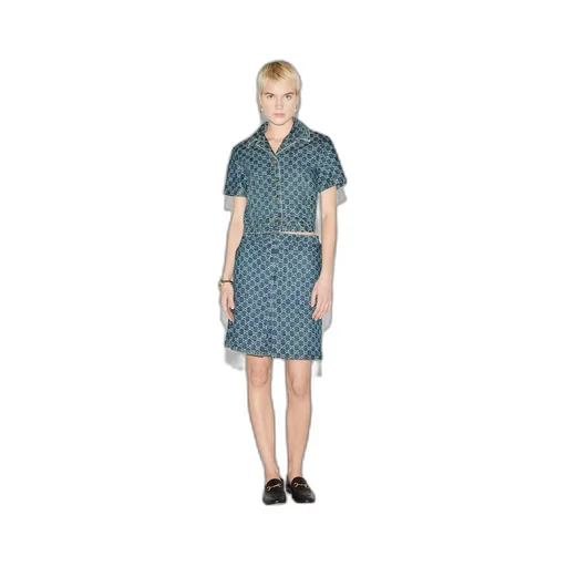 GG denim jacquard top